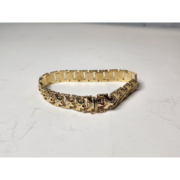 14K Yellow Gold 7" Fancy Bracelet Total Weight 10.7g
