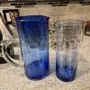 Image 1 : 2 Pcs blue Tinted Tall Pitcher & Marked Measuring Pourer