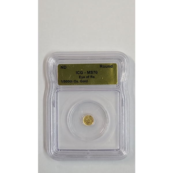 Undated MS 70 Egyptian Eye Of Ra 1/500 oz .9999 Gold Private Issue Coin