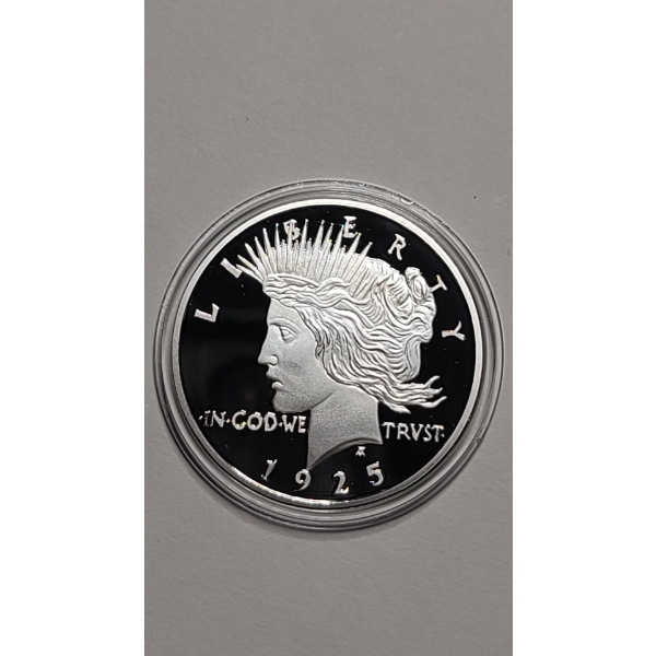 .999 Fine Silver 1925 Peace Dollar Copy Coin Weighing 27 Grams