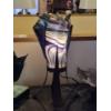 Image 4 : 2 Piece Set Art Glass Blue/Purple Wavy   Style Vase & Table Lamp - 11 x 6 Vase 20 x 12 Lamp Perfect