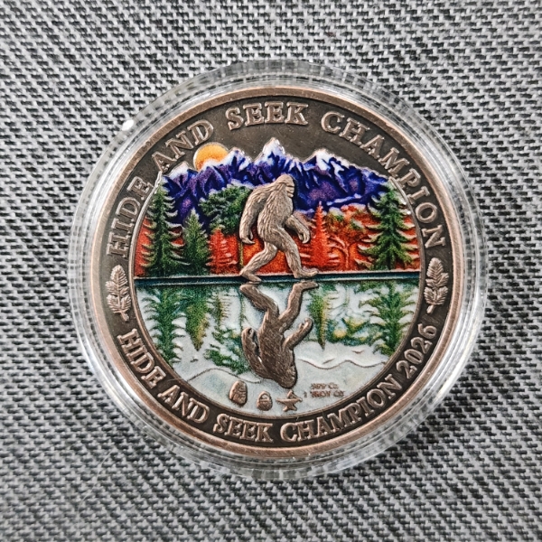 Hide & Seek Champion 2026 Bigfoot .999 Fine Heavy Metal 1 Troy Ounce Copper Round ~ Colorized 