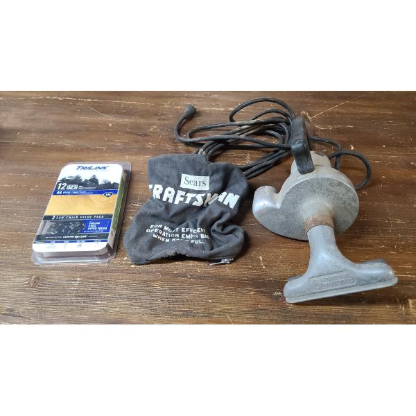 General Electric Handheld Vacuum Cleaner W/O Bag, 12" Trilink Saw Chain & Sears Craftsman Sander Bag
