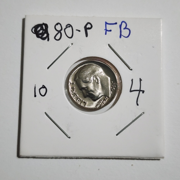 United States 1980 Roosevelt Dime With Full Bands In Uncirculated Condition!