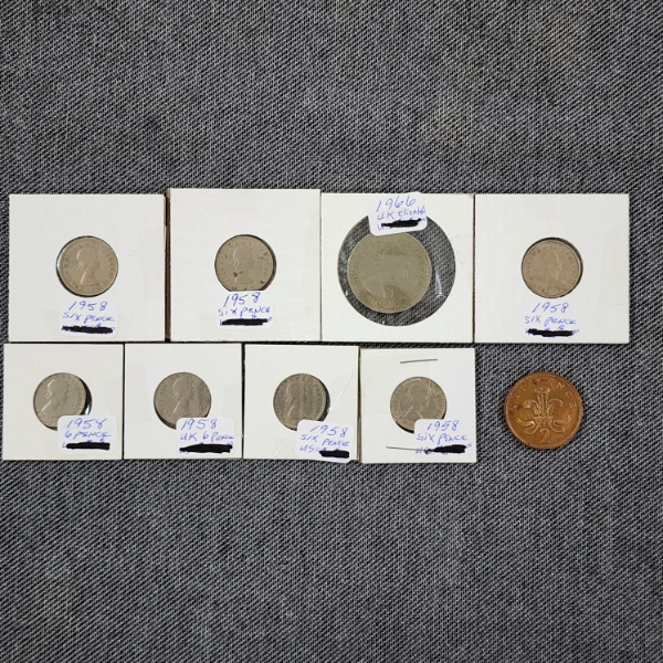 Nine Assorted World Coins Featuring Many Pence Coins ~ Great Collectors Set!