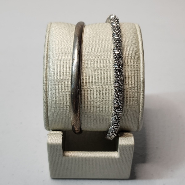 Two Sterling Silver Bangle Bracelets, One with Magnetic Clasp! Total Weight:24.8g