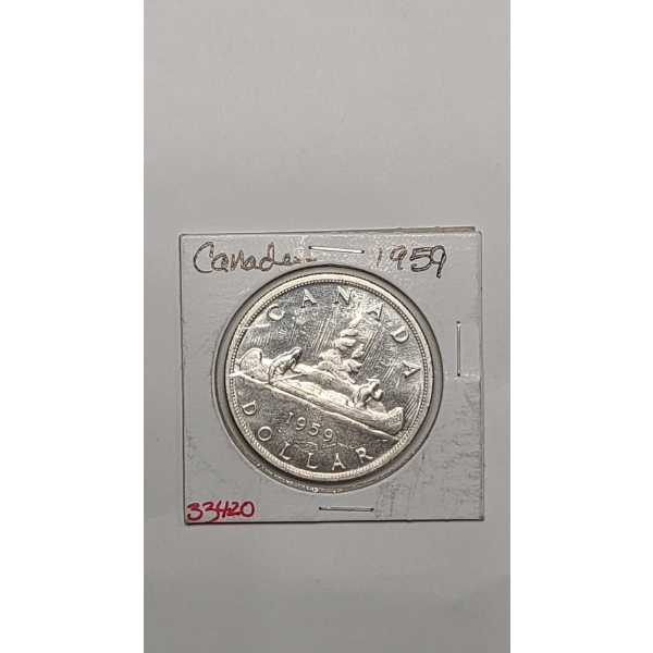 1959 Canada Queen Elizabeth II "Voyager" 80% Silver Dollar Coin