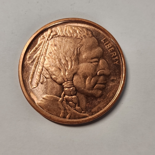 Indian Head 1 AVDP Ounce .999 Fine Copper Round