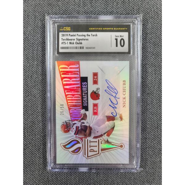 CSG 10 Gem Mint 2019 Panini Passing The Torch Torchbearers Signatures #TS-1 Nick Chubb