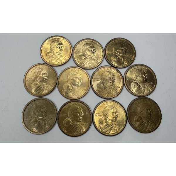 2000 United States Sacagawea Dollar Coins- 11 Total. Beautiful Condition! 