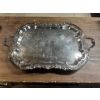 Image 1 : Large Silverplate Footed Serving Tray 24" X 18" - Weighs Over 10 Pounds - Beautiful Tray