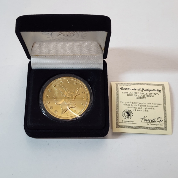1849 Double Eagle $20 Gold Proof Tribute - COPY - 24k GOLD PLATED 