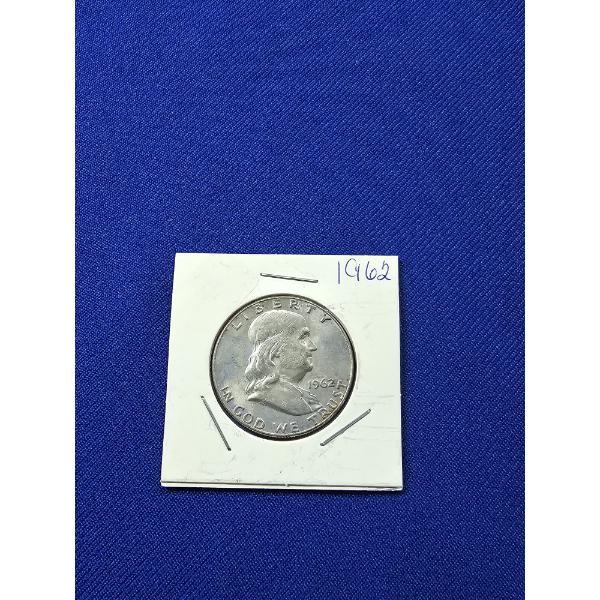 1962- D Franklin Silver Half Dollar, 90% Silver - Excellent Condition!