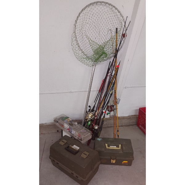 Super Large Group Lot Of Fishing Rods Including Reels  & Tackle See Pics