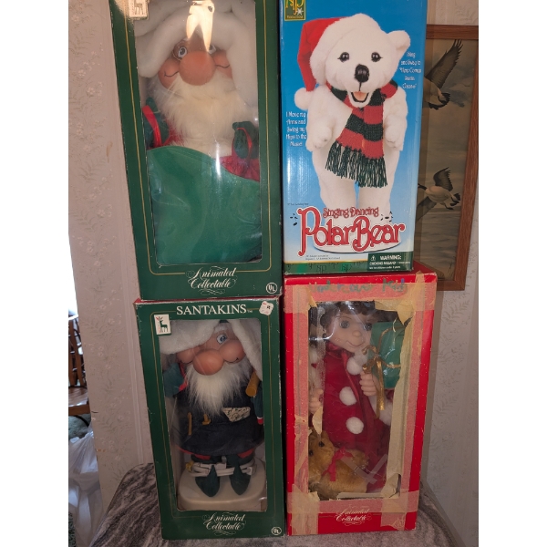 4 Boxed Animated Classic Christmas Dolls