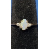 Image 2 : 14K Gold Opal Ring With Diamonds - Size: 5 - Weight: 1.4g