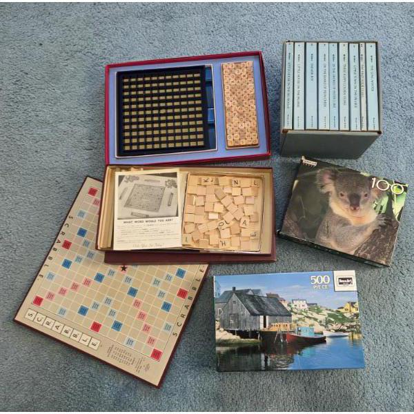 PICKUP IN CANTON - Two Puzzles, Scrabble And RSVP Board Games & Wilder Paperback Book Set 