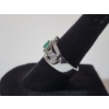 Image 2 : Gorgeous 14K White Gold Claddagh Detail Ring with Green Stone - Size 6.5 - TW: 6.0g