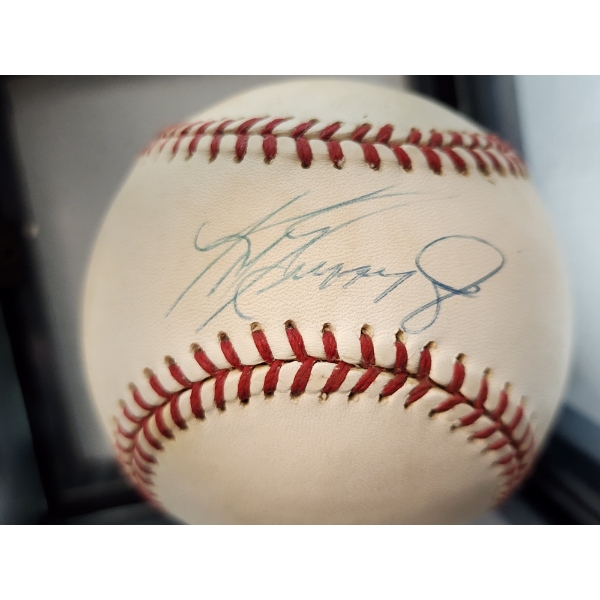 KEN GRIFFY JR Autographed Official Baseball in Display Case