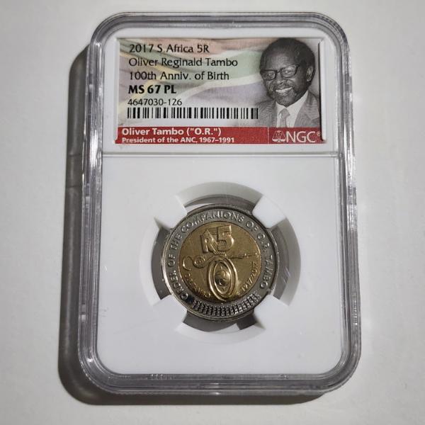 NGC MS67 PL 2017 South Africa 5R Oliver Reginald Tambo 100th Anniversary of Birth Coin
