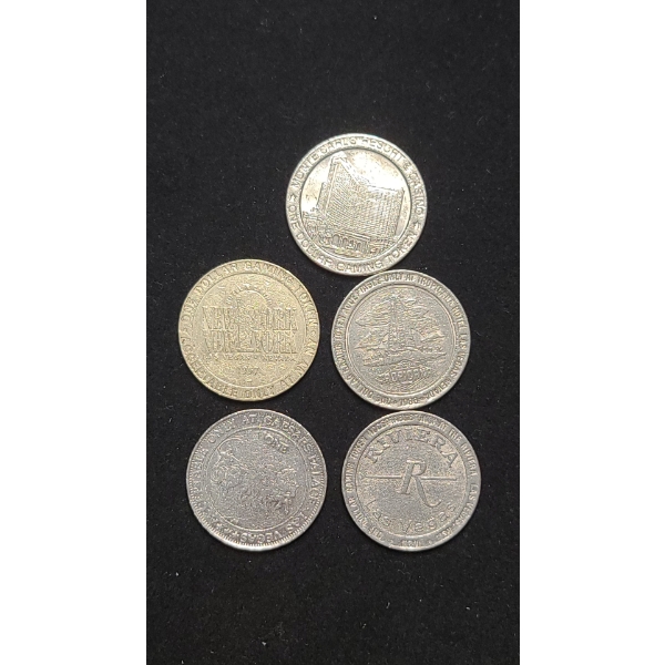 Lot Of (5) Assorted Casino Tokens Including Riviera Las Vegas Token