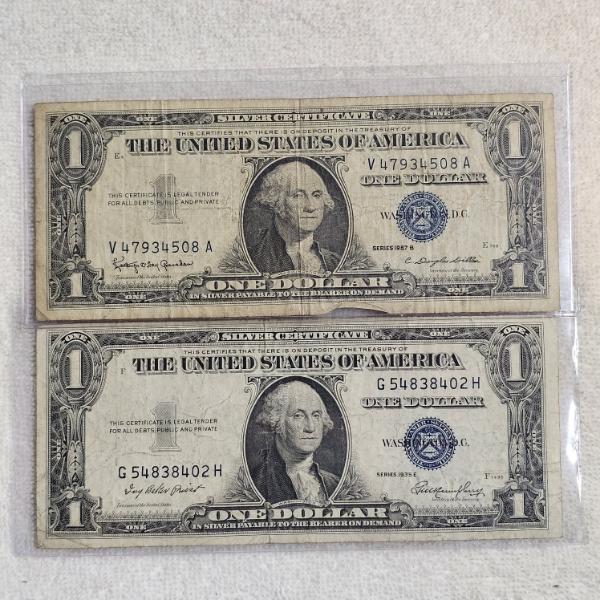 Two Historical United States $1 Silver Certificates FV: $2.00