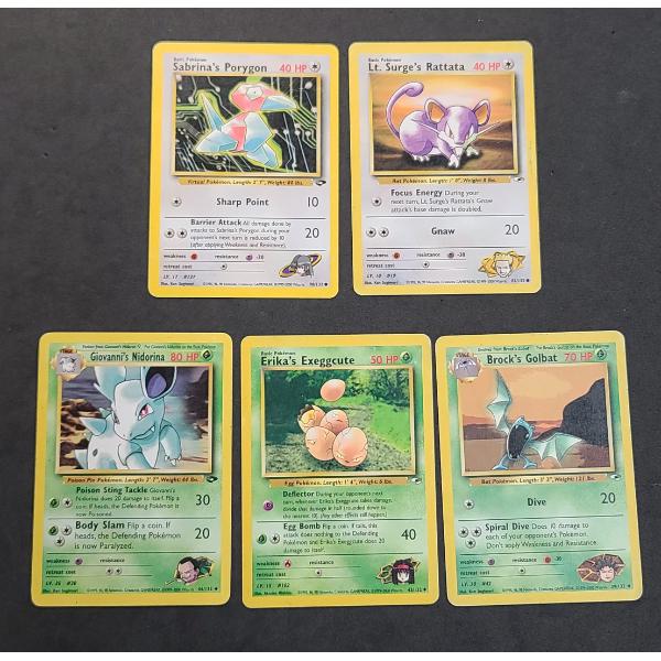 Collection Of (5) Pokémon TCG Cards Including Some From The Gym Challenge Expansion Set