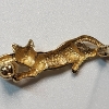 Image 3 : 14K Yellow Gold Cat Brooch Pin with Pearl - Total Weight: 2.0g