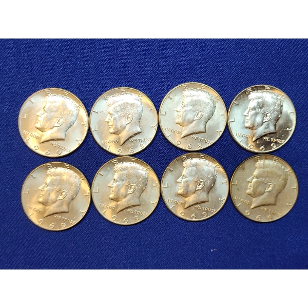1966, 1968, & 1969 40% Silver Kennedy Half Dollars - Face Value: $4.00