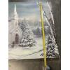 Image 3 : Light up Snowy Winter Church Canvas - 21x27" - Does Work! 
