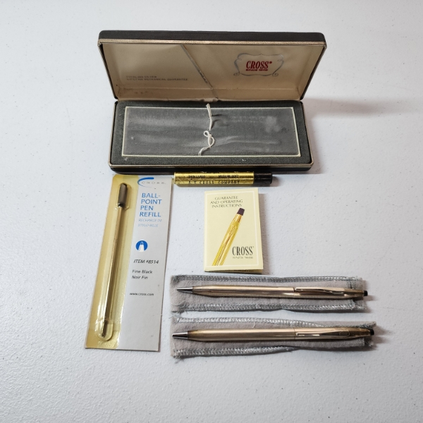 Vintage Cross Sterling Silver Pen & Pencil Set with Original Box and Refills - TW: 38.8g