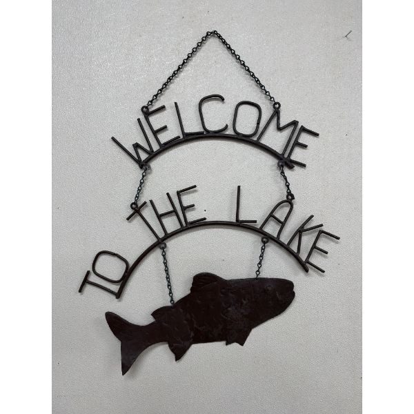 Rustic Hanging "Welcome to the Lake" Sign