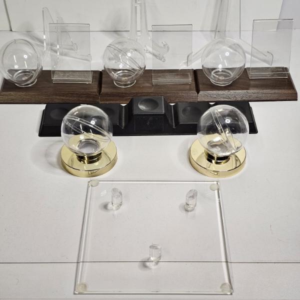 Collection of Vintage-Style Sports Memorabilia Display Cases