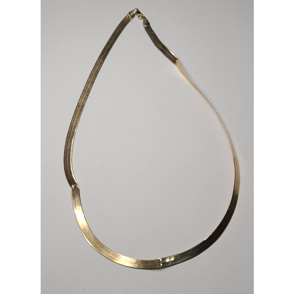 14K Yellow Gold Herringbone Necklace (Damaged) - Weight: 8.2g