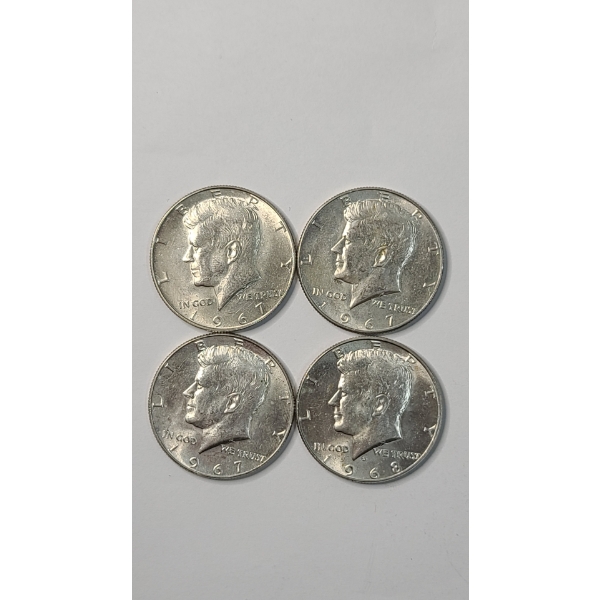 (4) Assorted Years/Mint Marks United States 40% Silver Kennedy Half Dollars - Face Value: $2.00