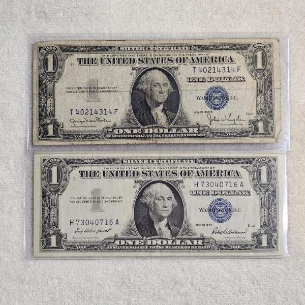 Two Historic United States $1 Silver Certificates FV: $2.00