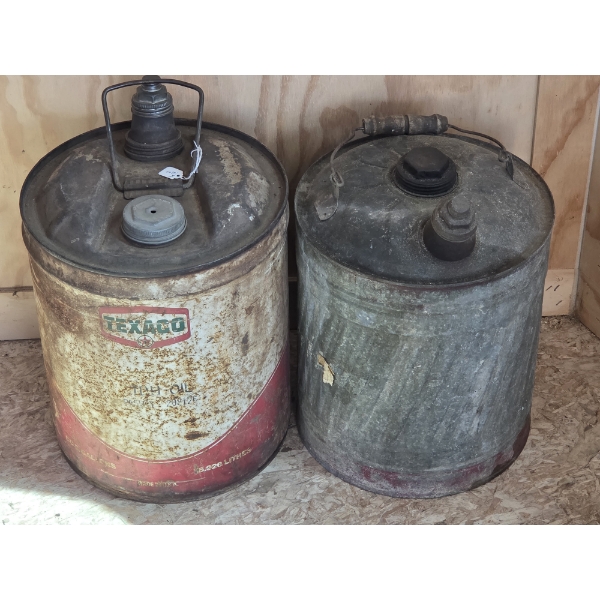 Two Vintage Collectable 5 Gallon Spout Cans