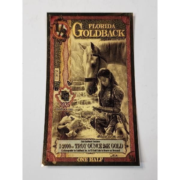 2025 1/2 Florida 1/2000 Troy Ounce 24K Gold Goldback Note