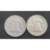 Image 2 : United States 1957-D & 1963 90% Silver Franklin Half Dollars - Face Value: $1.00