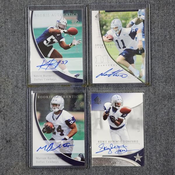 Four Upper Deck Dallas Cowboys AUTOGRAPHED & NUMBERED Rookie Authentics Football Trading Cards 