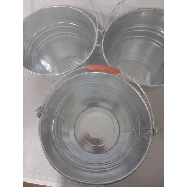 3- Brand New 2.6 Gallon Galvanized Steel Buckets - 10.6 x 9.8 x 7.5
