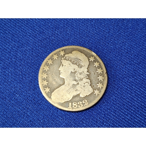 1832 Capped Bust Silver Half Dollar - 89.2% Silver Coin 