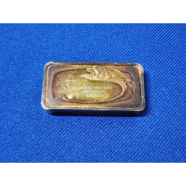 Sterling Silver Art Bar Commemorating 10th Anniversary of America in Space- TW: 65.3g