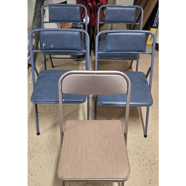 Folding Chairs - 4 Matching and 1 Other