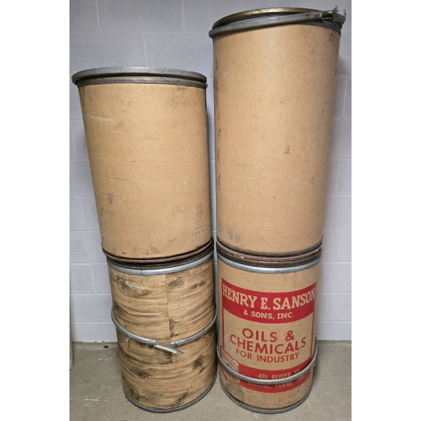 4 Cardboard Barrells with Lids - (2) 31", (1) 29" & (1) 36"