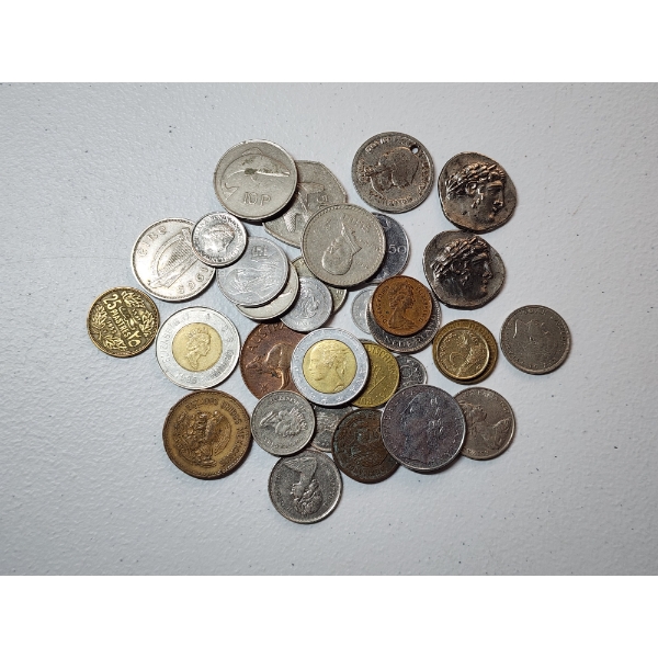 Nice Assortment of World Foreign Coins Including Collectible Replicas