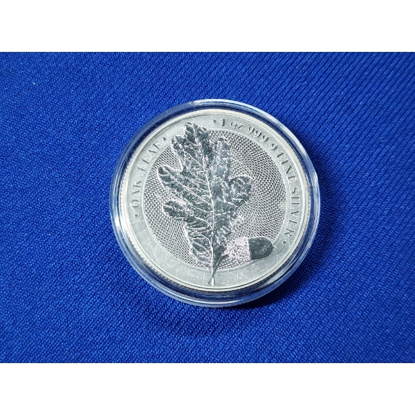 2019 Germania 5 Mark Oak Leaf 1 oz 999.9 Fine Silver Round - Germania Mint 