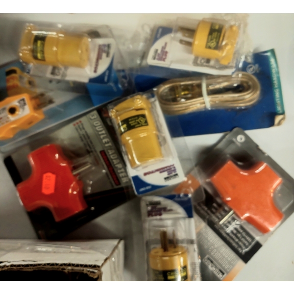 Assorted Grouping Of Electric Cord Plugs And Sockets & Misc - See Pics
