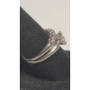 Image 3 : 14K White Gold Bridal Set Ring With Empty 4 Prong Solitaire Head & Diamonds -Size 6.5 - Weight: 4.6g