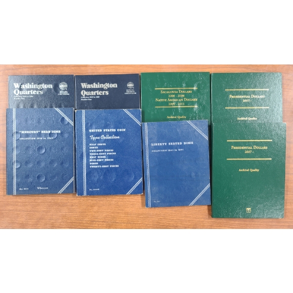 Lot of 8 Assorted Empty Coin Collection Books 